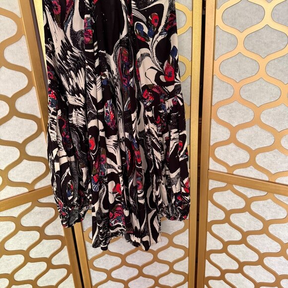 Free People Size M Halter Black Abstract Driftaway Cold Shoulder Tunic Top Dress - Picture 6 of 15